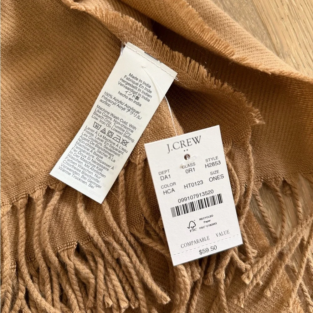 JCREW Classic Fringe scarf in Heather Camel